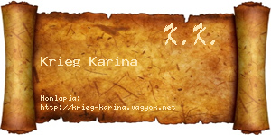 Krieg Karina névjegykártya